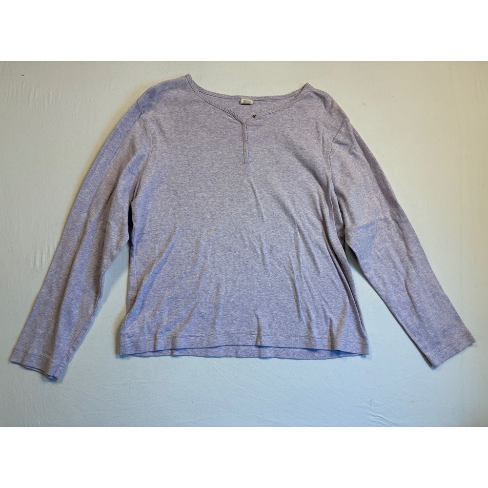 High Sierra Women's Henley Shirt Lavender Heather Long Sleeve Cotton L